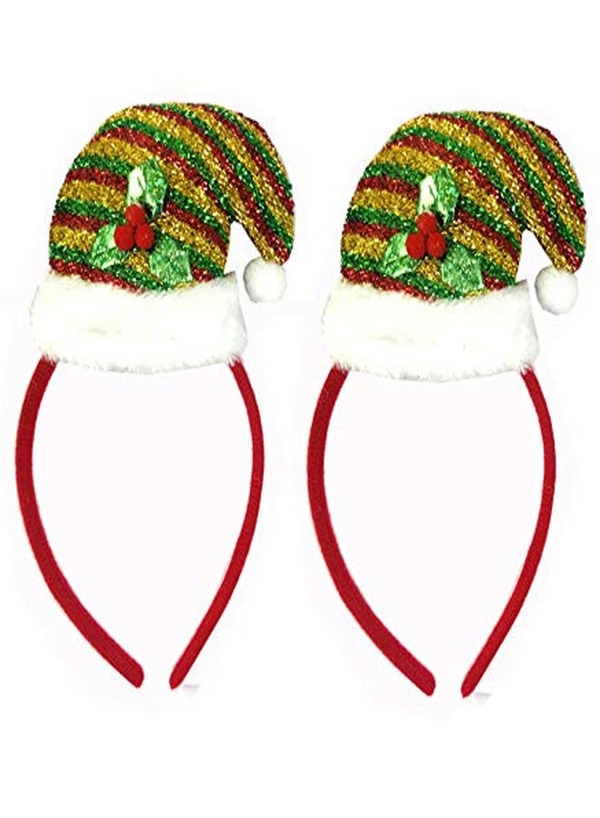 Evisha 2 Pcs Santa Cap Shape Hairbands Headbands for Christmas - Image 1